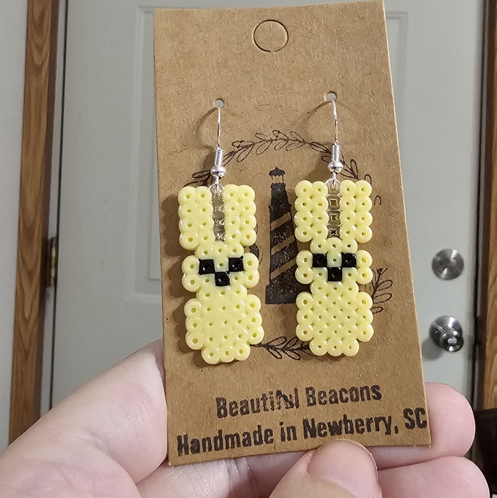 Handmade Mini Perler Beautiful Beacons Custom Peep 925 Silver Earrings - Picture 2 of 3